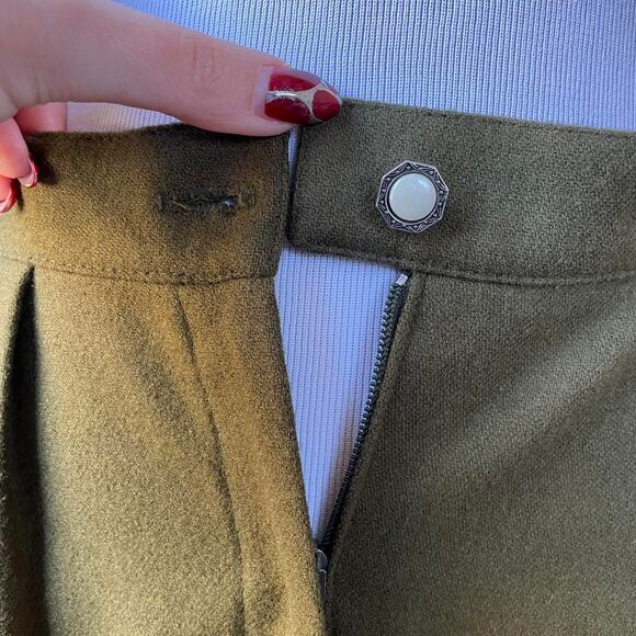 Vintage Moss Olive Green Wool Pencil Skirt - Picture 5 of 6